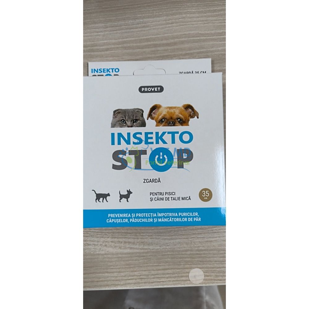 Zgardă Insectostop împotriva puricilor și căpușelor pentru pisici și câini de talie mică, 35 cm