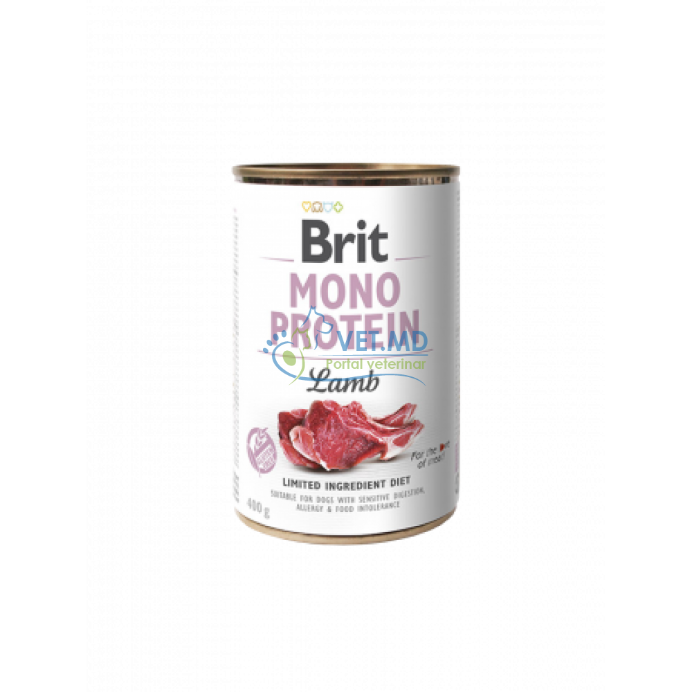 Brit Mono Protein Lamb, влажный корм для собак с бараниной, 400 г