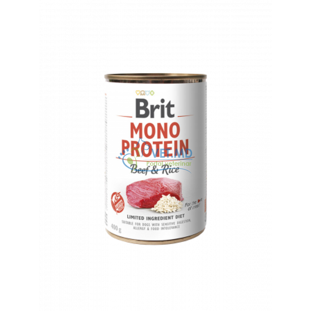 Brit mono protein, hrana umeda pentru caini cu vita si orez 400 G