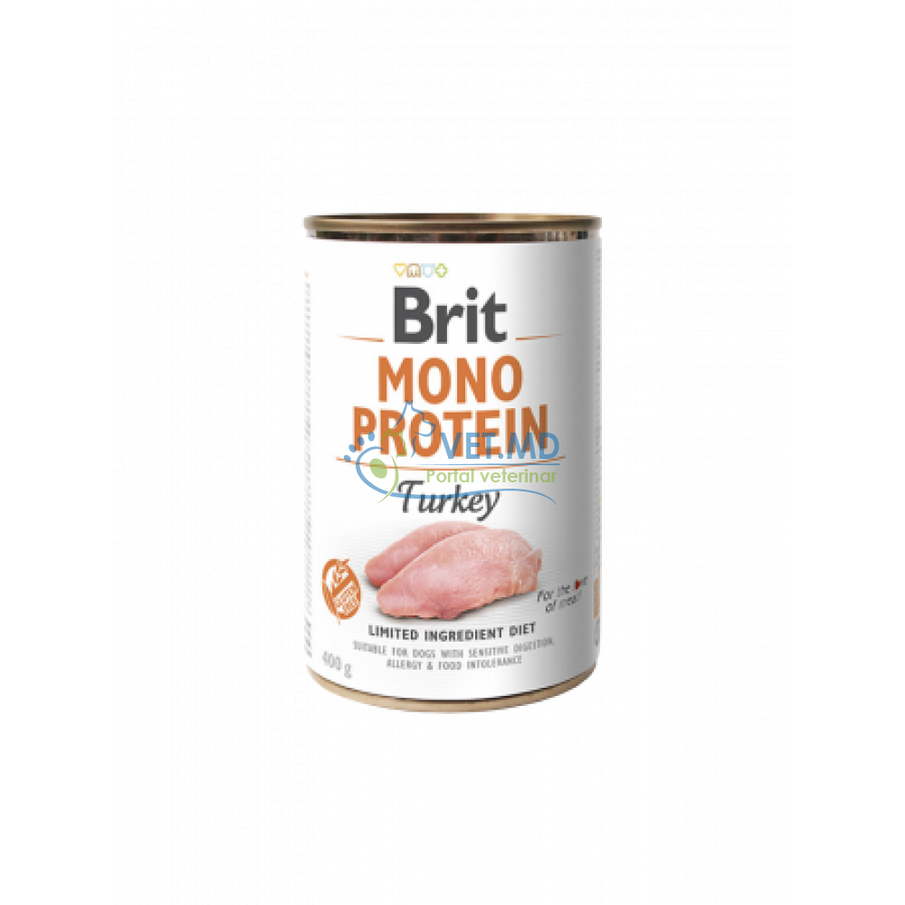 Brit Mono Protein Turkey, pate cu curcan pentru câini, 400 g