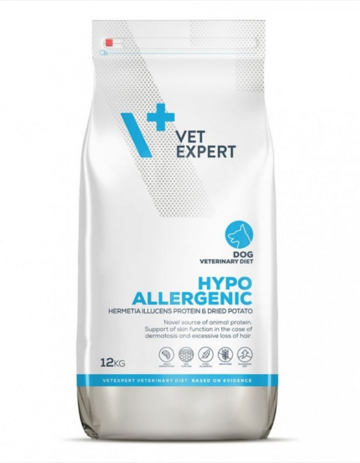 4T VETERINARY DIET HYPPOALERGENIC INSECT Sursa unica de proteine- izolate din larvele insectelor HERMETIA ILLUCENS Dieta cu sursa unica de carbohidrati- Cartofi. Fara CEREALE