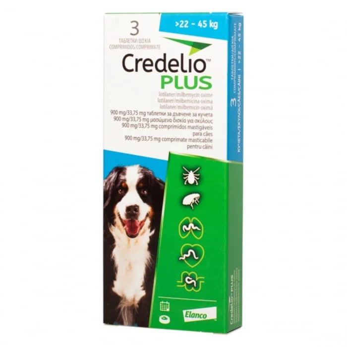 Credelio Plus 900/33.75 mg caini (22-45 kg) - 3 tablete