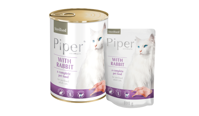 PIPER CAT STERILISED cu IEPURE Hrana umeda super premium - Conserva