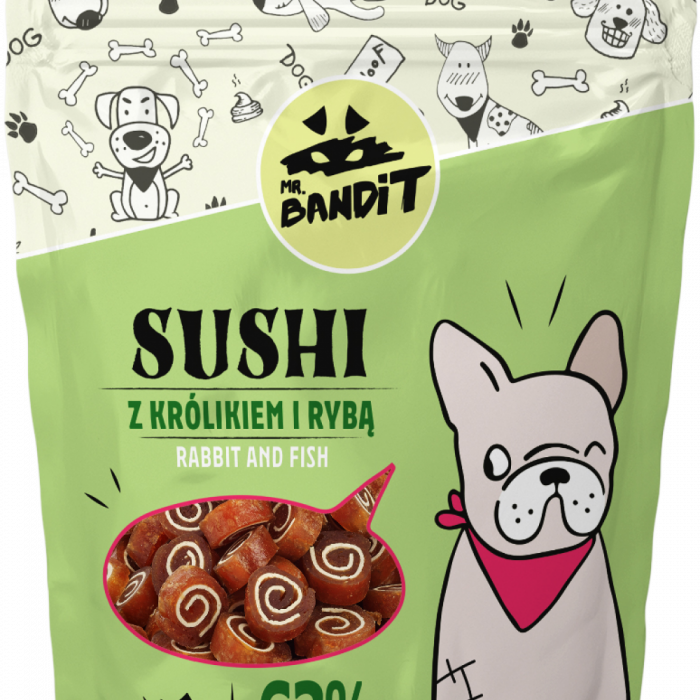 SUSHI Peste (min 21%), piept rata - Sushi rabbit& fish (iepure& peste)